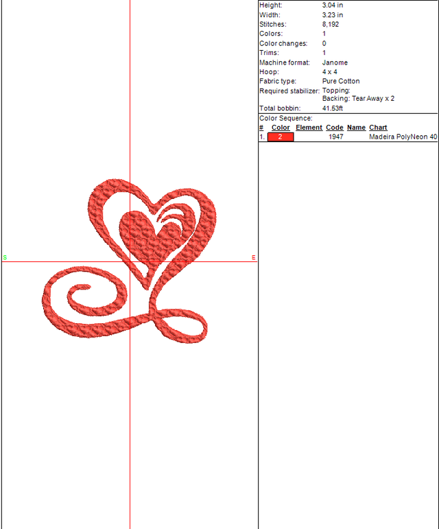 Valentine's Day Machine Embroidery Design Heart