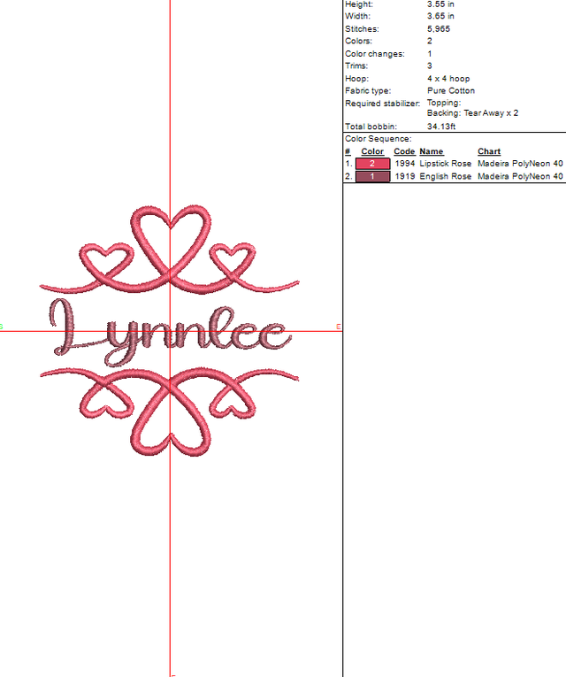 Lynnlee Valentine Name Machine Embroidery Design